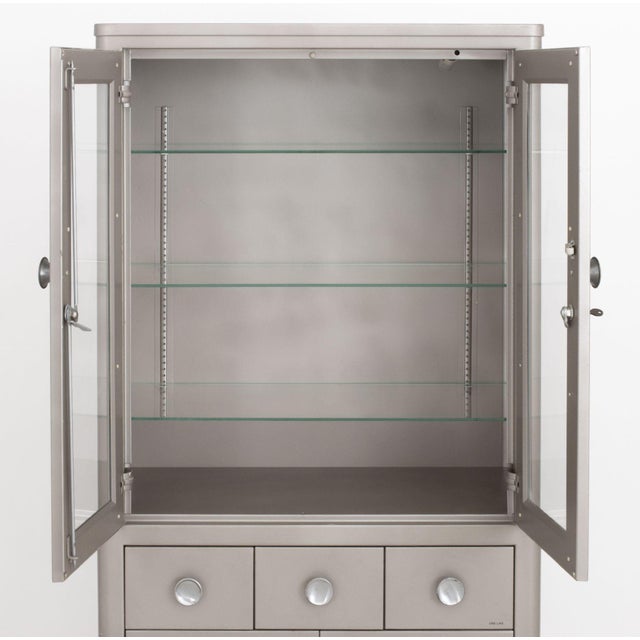 Art Deco Style Gray Patinated Metal Display Cabinet For Sale - Image 4 of 9