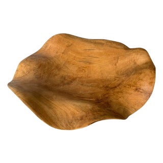 Andrianna Shamaris Impressive Sculptural Teak Wood Bowl Or Platter For Sale
