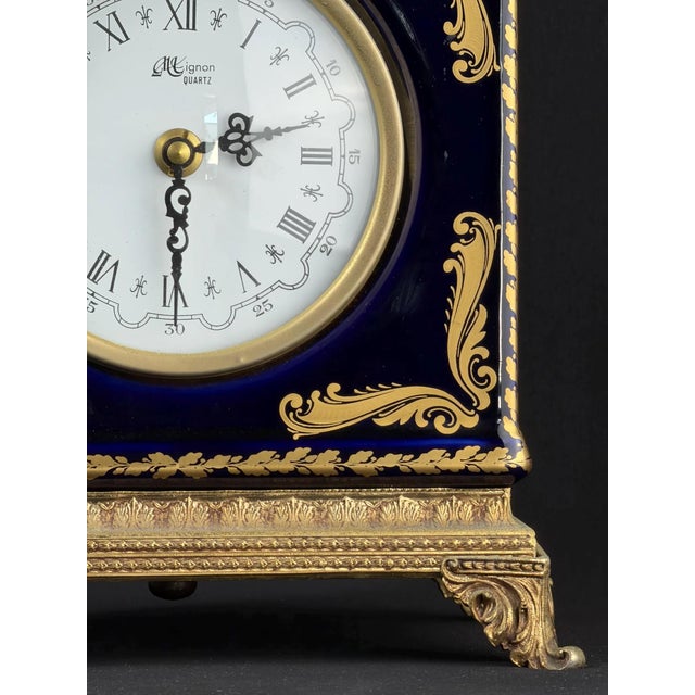 French Mignon Limoges Style Porcelain Mantel Clock, 1970s For Sale - Image 6 of 12