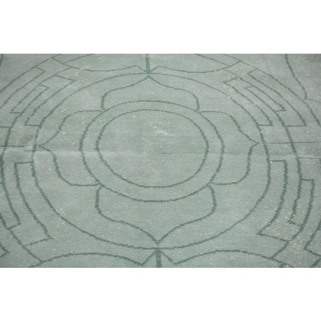 Art Deco Vintage Chinese Art Deco Hand Knotted Wool Rug, Round For Sale - Image 3 of 4