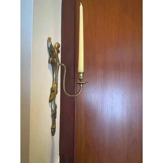 Early 20th Century Brass Art Nouveau Sconces- A Pair For Sale - Image 5 of 8