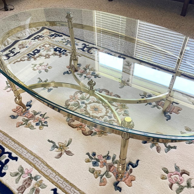 Mid 20th Century Brass & Glass Oval Coffee Table Chairish