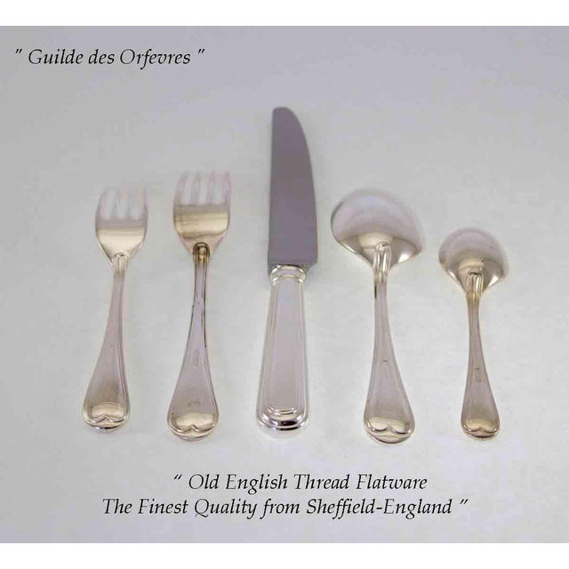 New 1990 Old-English-Thread, Silver Plated Five Piece Place-Setting For Sale - Image 9 of 12