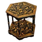 Vintage English Painted Low Table with Butterfly Découpage For Sale