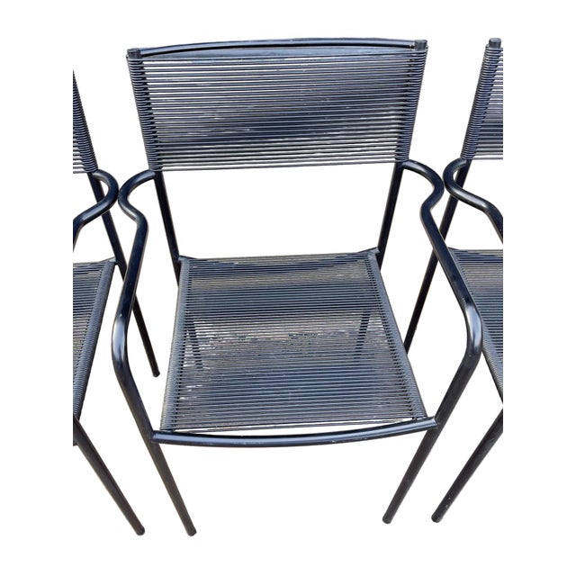 Metal Vintage Italian Spaghetti Strap Armchairs Modèle 131 Attributed to Giandomenico Belotti for Alias, Set of 4 For Sale - Image 7 of 15