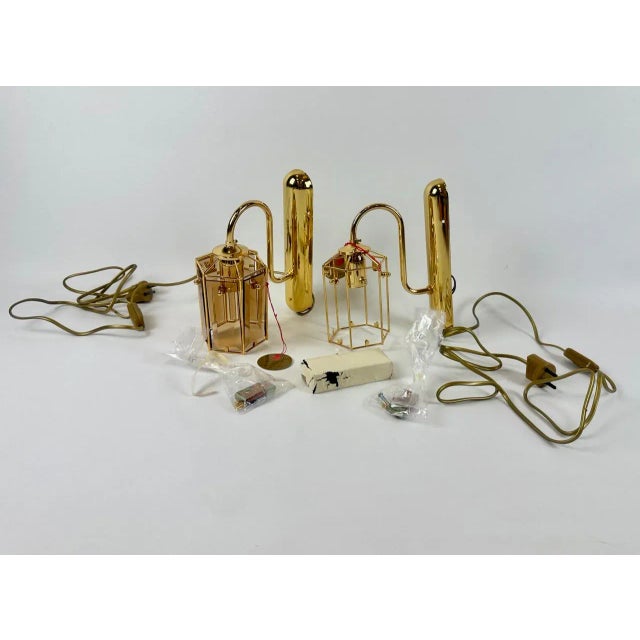 Gold Plated Smoked Glass Wall Lamps Model 1720 1 from Sego Armatur AS, Sweden, 1970s, Set of 2 For Sale - Image 12 of 16