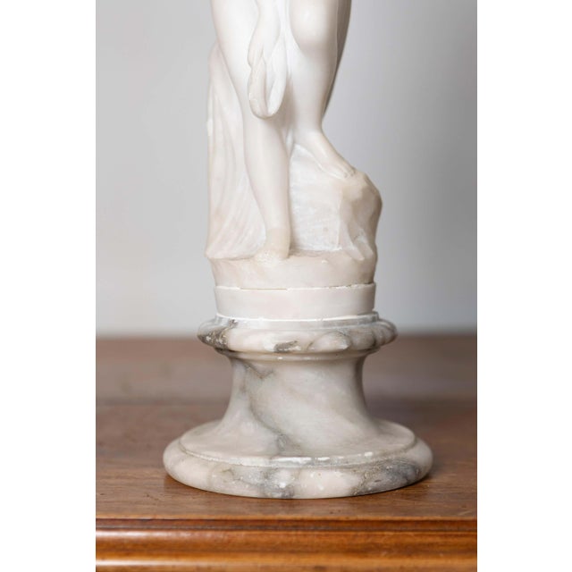Neoclassical French 19th Century Marble Sculpture of a Nymph after the Bath on Pedestal For Sale - Image 3 of 8