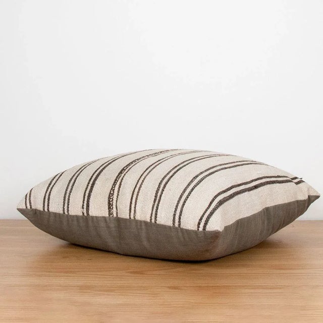 Turkish Striped Pillow Made from Vintage Kilim For Sale - Image 3 of 5