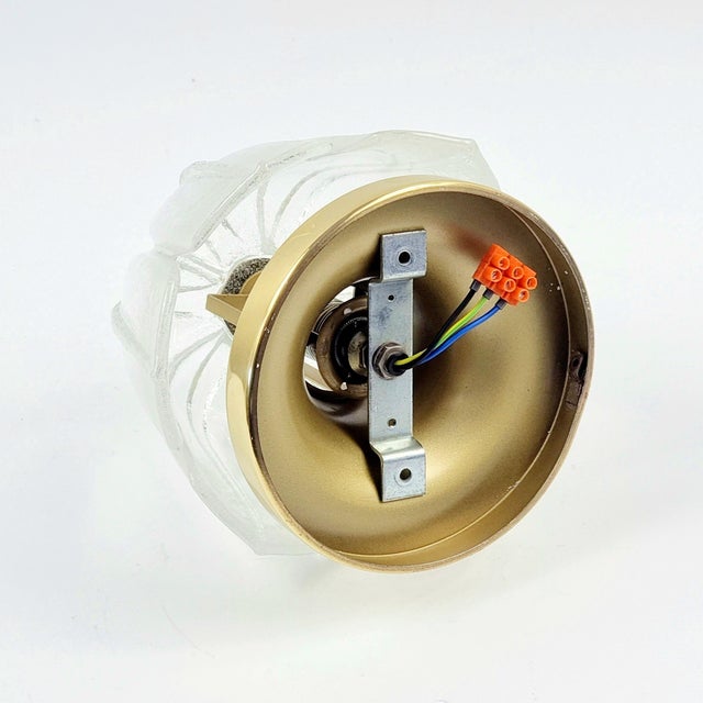 Transparent Mid-Century Modern Flower-Shaped Glass & Brass Flush Mount/Ceiling Light From Limburg, Germany, 1970s For Sale - Image 8 of 10