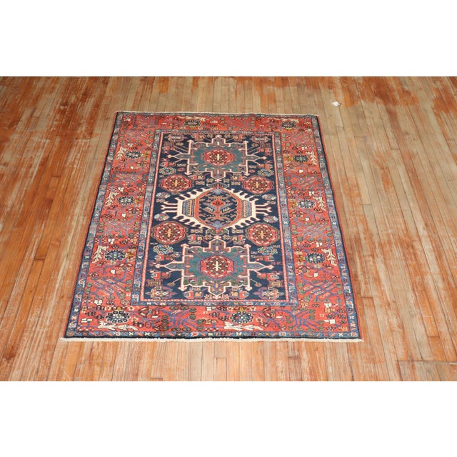 Persian Navy Heriz Karadja Rug no. j3717 For Sale - Image 3 of 3