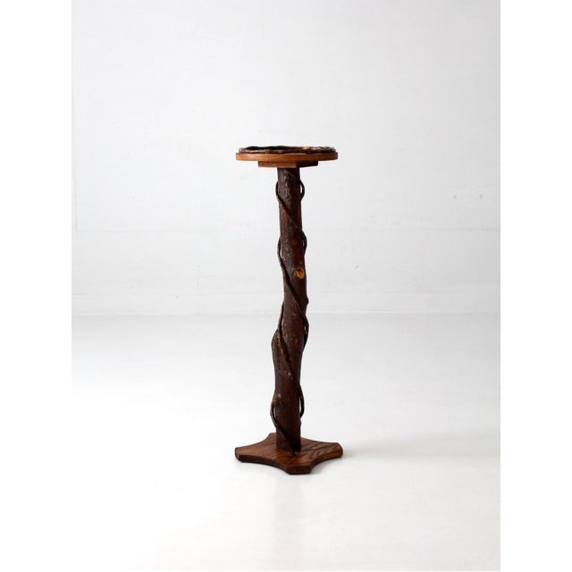 Cabin Vintage Rustic Adirondack Twig Plant Stand For Sale - Image 3 of 17