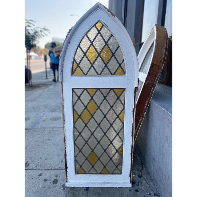 Original Spanish Tudor Cathedral Style Arced Stained Glass Window For Sale In Los Angeles - Image 6 of 7