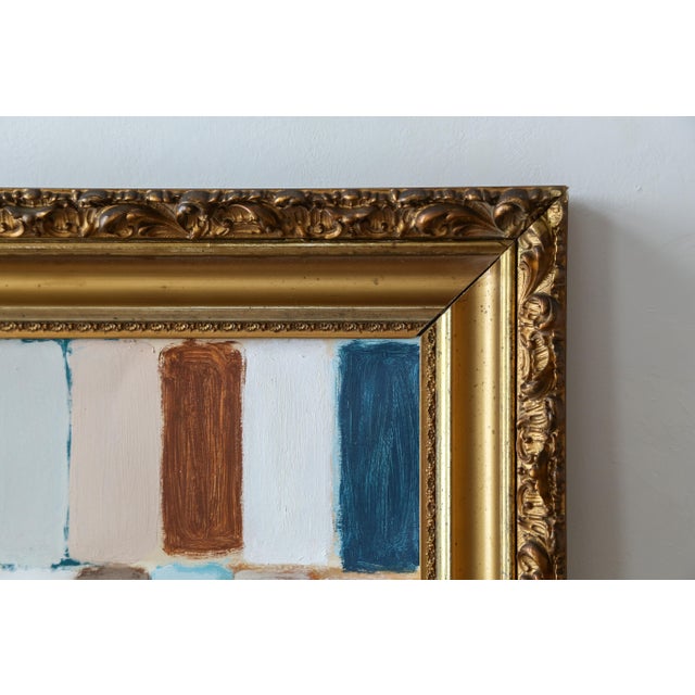 Blue Large Original Framed Abstract Painting in Antique Gold Gilt Frame For Sale - Image 8 of 14