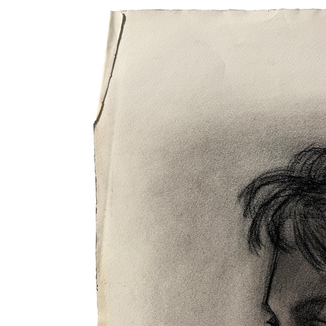 Mid 20th Century Donna Foreman Hopper Original Charcoal Portrait Woman With Ponytail 1950s For Sale - Image 5 of 9