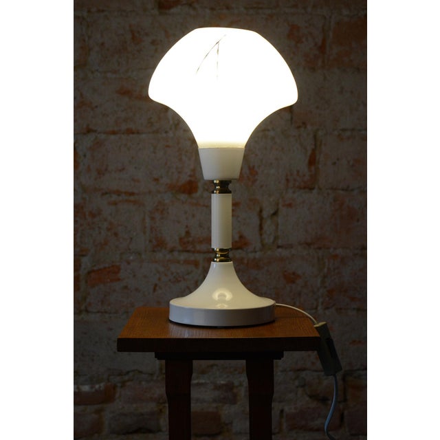 Gold Mid-Century Table Lamp in Brass, Steel and Glass, Czech, 1960s For Sale - Image 8 of 10