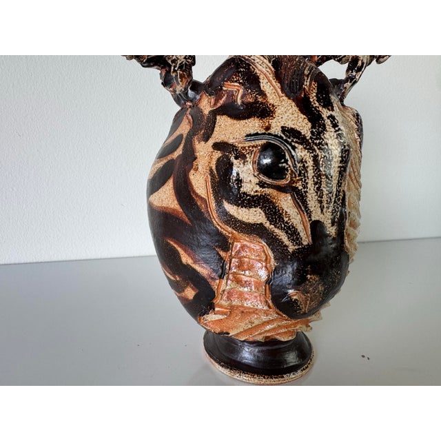 1980s 1980s Vintage Organic African Folk Art Style Sculptural Pottery Vase For Sale - Image 5 of 12