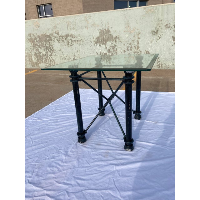 Diego Giacometti 1980s Modern Wrought Iron Rectangular Base Beveled Glass Top Side Tables - a Pair For Sale - Image 4 of 13