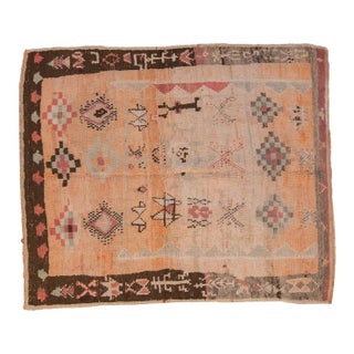 Vintage Moroccan Carpet - 5'4" X 6'4" For Sale