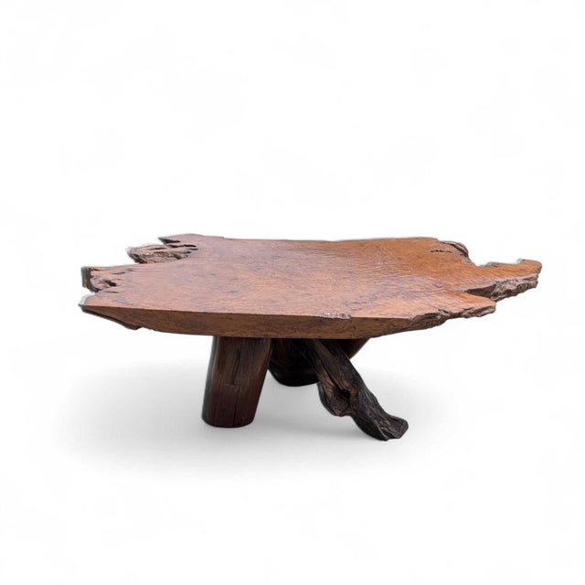 Mid-Century Modern Vintage Live Edge Wood Coffee Table With Sculptural Root Base, 1960s For Sale - Image 3 of 17