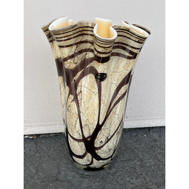 Beige Vintage Krosno Jozefina Poland Handkerchief Blown Glass Vase For Sale - Image 8 of 8