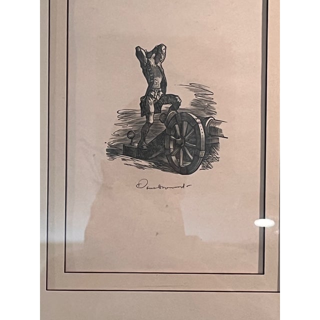 Vintage Mid Century Wood Engraving Cannon Soldier Signed Dan Browne 16.5x14 For Sale In San Francisco - Image 6 of 8