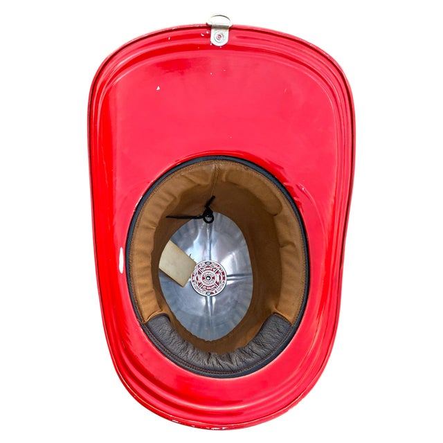 Metal Vintage Cairns & Bro. Metal & Leather Firefighter's Helmet 350 Senator "Fireman's Fund" For Sale - Image 7 of 15