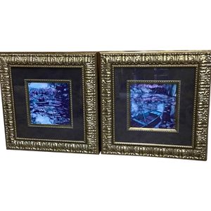 Set of 2 Stunning Antique Gold Framed & Matted Water Tapestry Prints