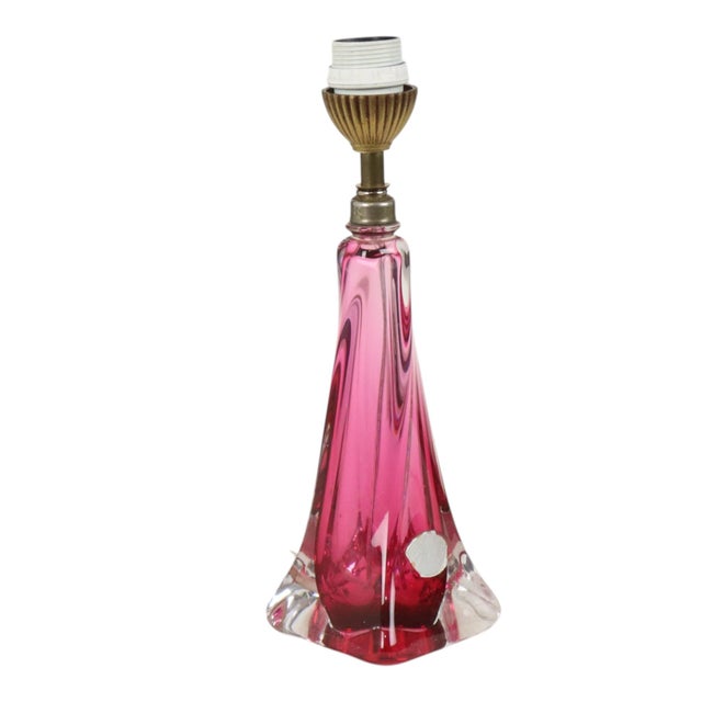 Glass Purple and Pink Crystal Table Lamp from Val Saint Lambert, 1960s For Sale - Image 7 of 14