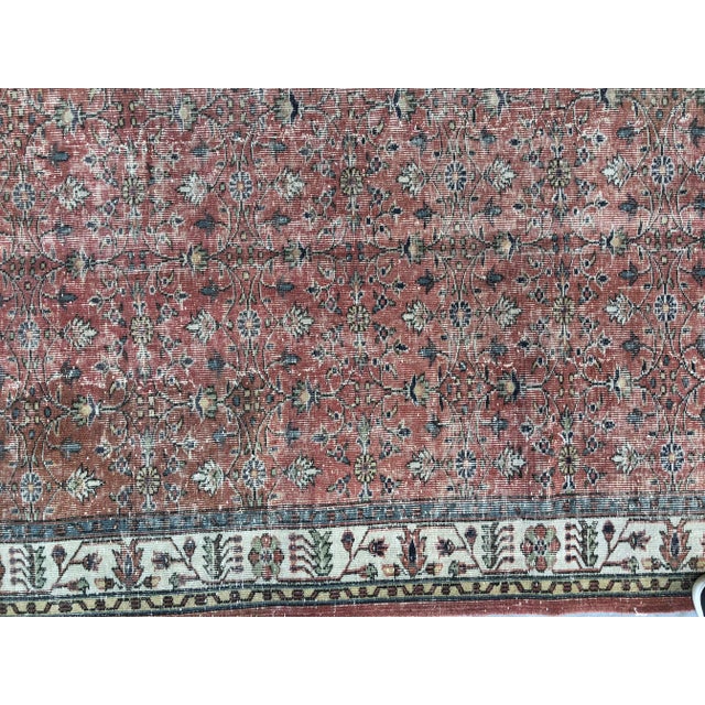 Brick Red 1960s Vintage Oushak Anatolian Wool Rug - 5′2″ × 8′8″ For Sale - Image 8 of 10