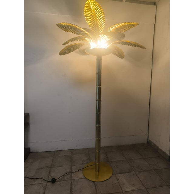 1970s Vintage 12-Light Palm Floor Lamp in Brass, 1970s For Sale - Image 5 of 18