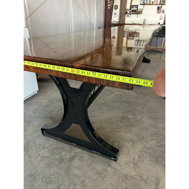 Historic 16 Foot Live Edge Single Slab Table For Sale - Image 11 of 18