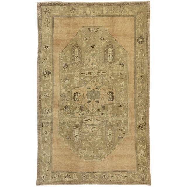 Textile Vintage Turkish Oushak Rug, 05'10 X 09'04 For Sale - Image 7 of 9