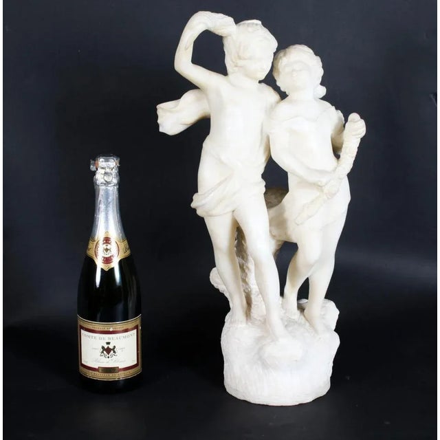 Marble Sculpture of Siblings, 1920s For Sale - Image 17 of 18