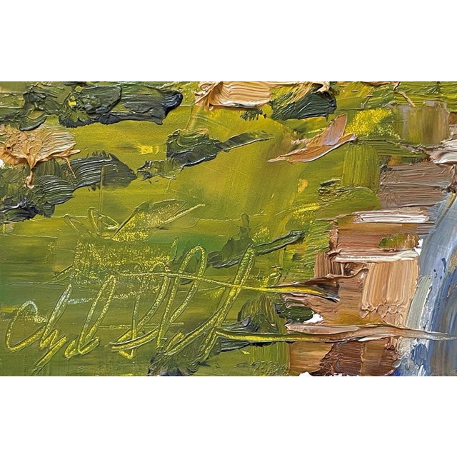 Around the Bend by Clyde Steadman | Oil on Board Landscape with a winding road and mountains For Sale - Image 4 of 5