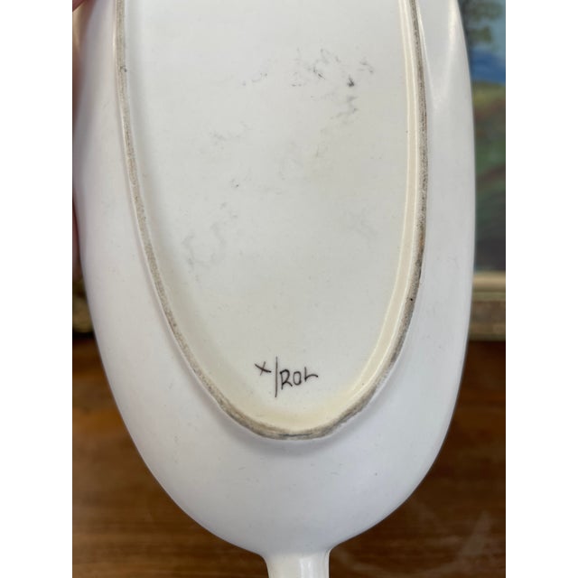 Ceramic Vintage Mid-Century Modern Poole Pottery England Oval Serving Dish - Abstract Leaf Pattern, Yellow and Gray For Sale - Image 7 of 10