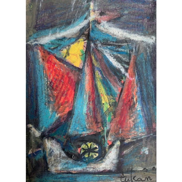 Eugeniusz Tukan-Wolski, Boat III, Mixed Media on Paper For Sale
