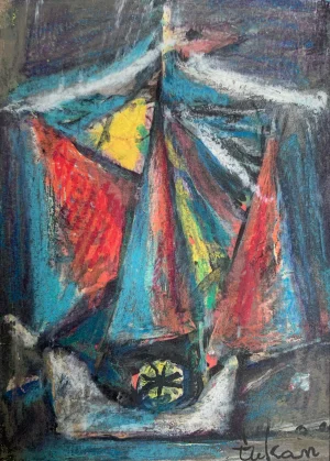 Eugeniusz Tukan-Wolski, Boat III, Mixed Media on Paper