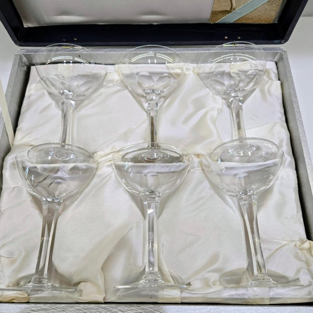 Vintage Japanese Hoya Crystal Champagne Coupes – Set of 6 With Case For Sale - Image 10 of 10