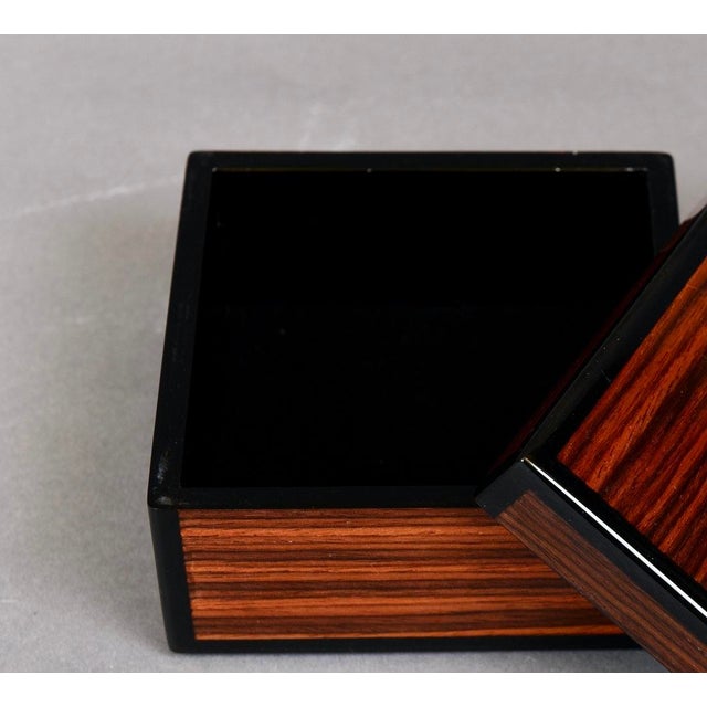 Transitional Vintage Decorative Zebra Wood Covered Trinket Box For Sale - Image 3 of 3