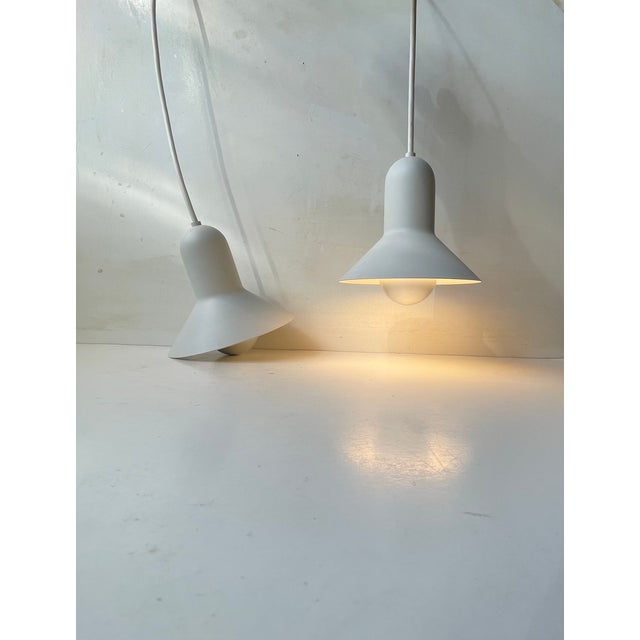Minimalist White Confetti Pendant Lamps by Claus Bonderup for Focus, 1970s, Set of 2 For Sale - Image 9 of 9