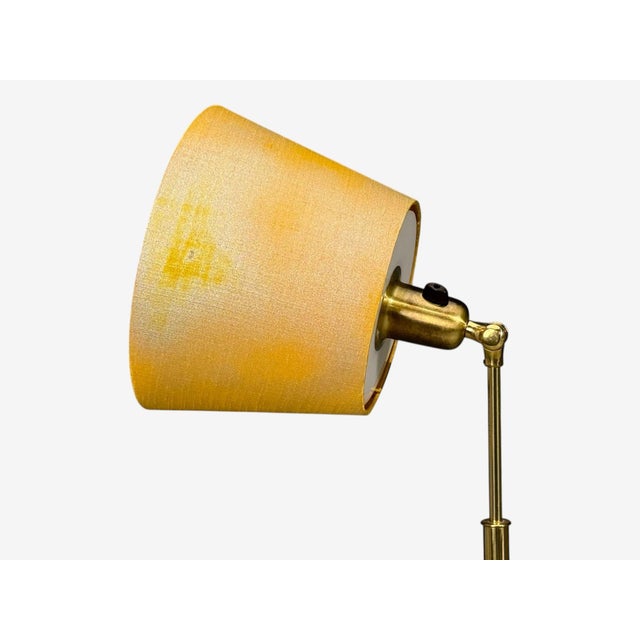 Metal Boréns, Adjustable Floor Lamp, Blue Lacquered Metal, Brass, Fabric, Sweden, 1950s For Sale - Image 7 of 14