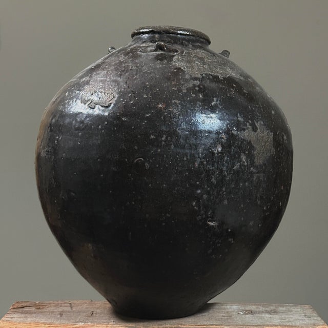 Antique 17th Century Chinese Dark Glazed Stoneware Jar (Shiwan Kilns) Geography: Guangdong Province, China Culture:...