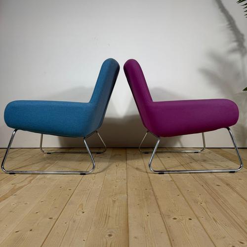Mid-Century Wool Armchairs with Metal Legs 1970s, Set of 2 For Sale - Image 5 of 8