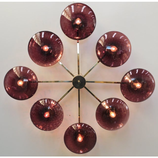 Italian 21st Century Otto Polished Brass Amethyst Bubbles Murano Glass Flush Mount by Fabio LTD For Sale - Image 3 of 5