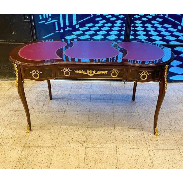 Rococo French Rococo Style Copper Desk Table With Gold Details For Sale - Image 3 of 3