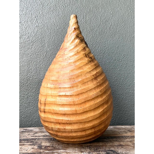Vintage Natural Wood Teardrop Vase For Sale - Image 12 of 13