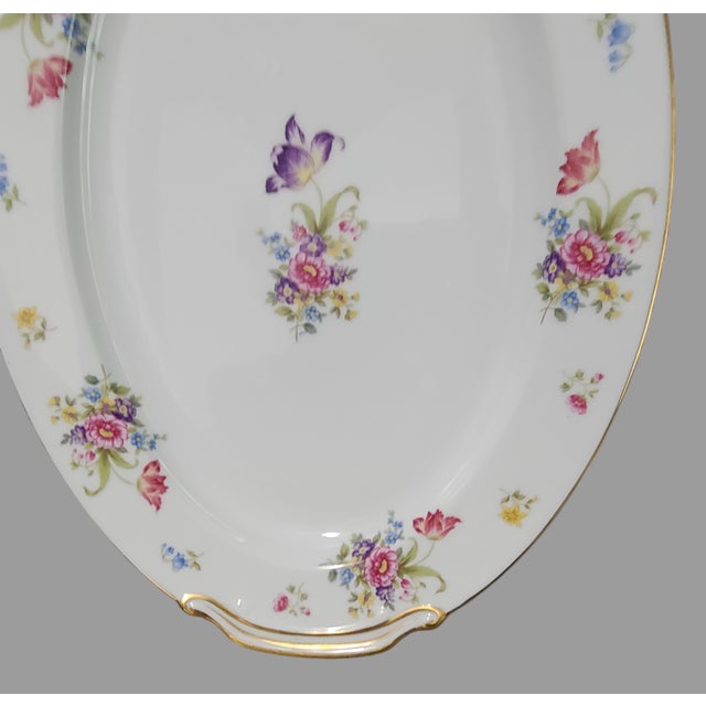 Traditional Vintage Noritake Japan Hand Painted Floral Gilded Large Serving Platter For Sale - Image 3 of 9