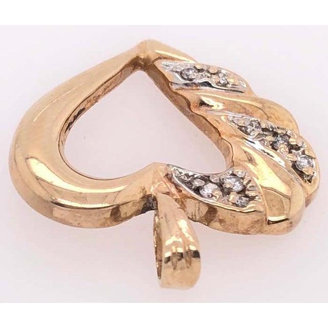 14 Karat Yellow Gold and Diamond Heart Pendant / Charm For Sale - Image 4 of 5