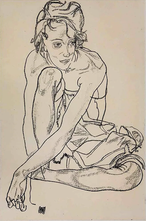 Egon Schiele Lithograph 63 Woman Crouching 1968 Reproduction