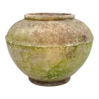 Cast Stone Planter With Patina